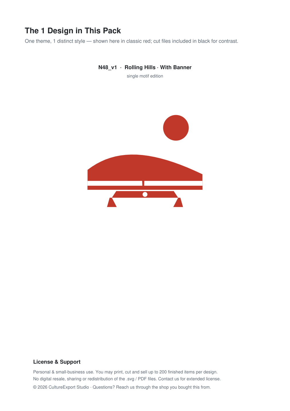 Rolling Hills Banner Paper Cut - Free SVG + PDF Pack - design