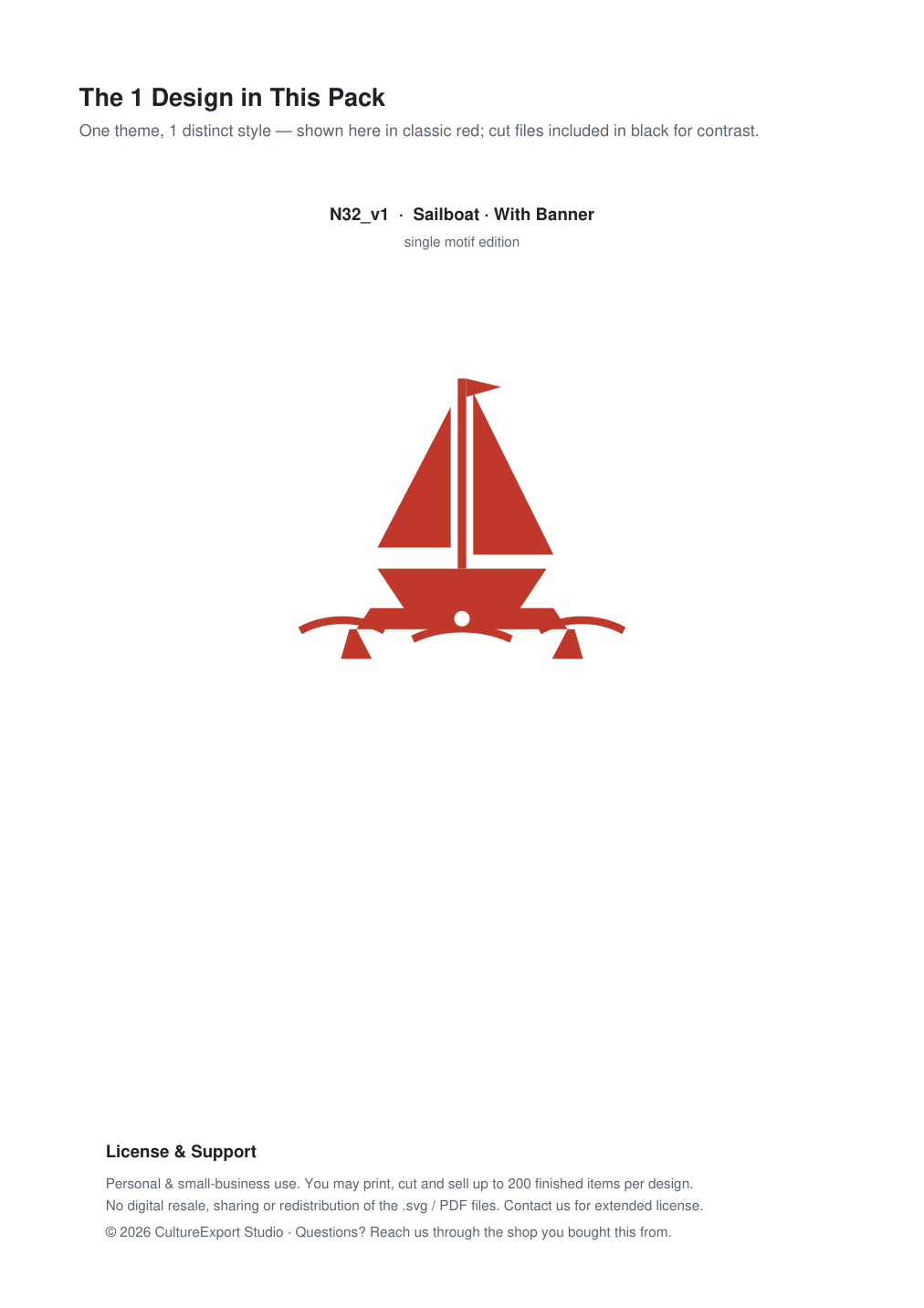 Sailboat Banner Paper Cut - Free SVG + PDF Pack - design