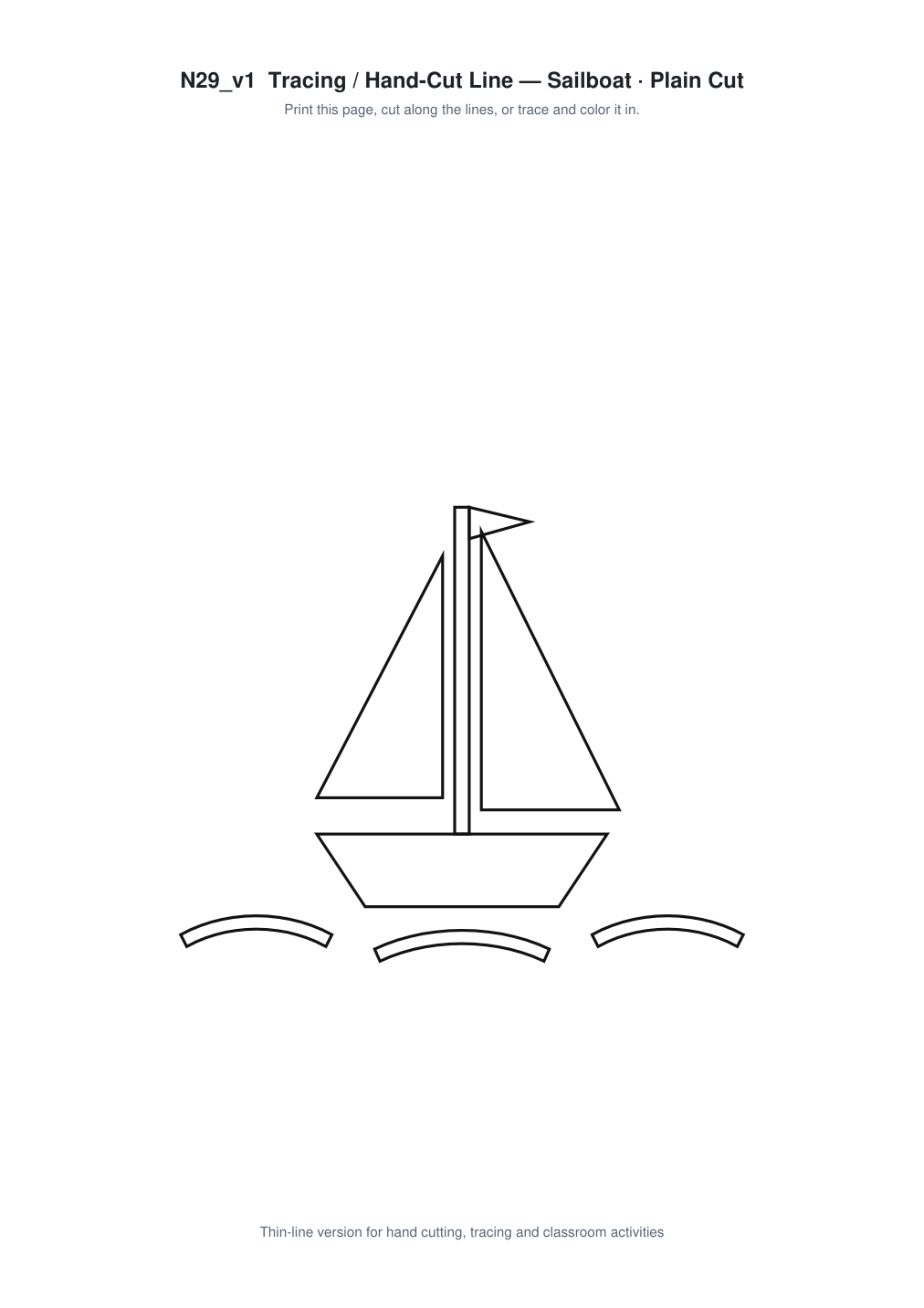 Sailboat Paper Cut Template - Free SVG + PDF Pack - line art