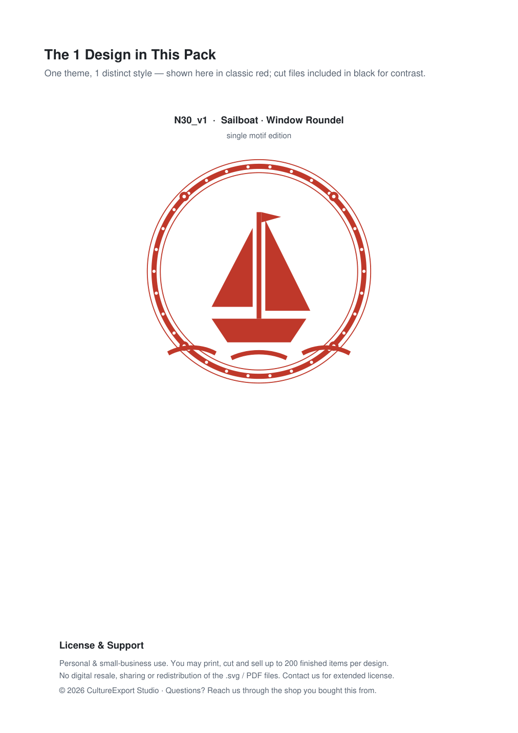 Sailboat Window Roundel Paper Cut - Free SVG + PDF Pack - design