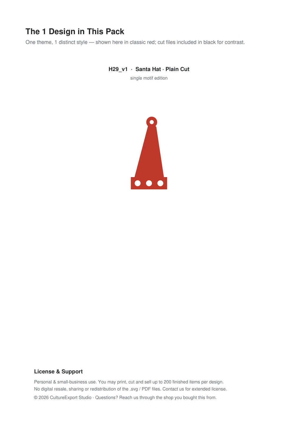 Santa Hat Paper Cut Template - Free SVG + PDF Pack - design