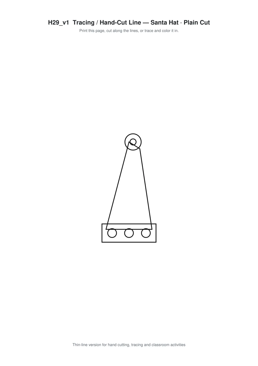 Santa Hat Paper Cut Template - Free SVG + PDF Pack - line art