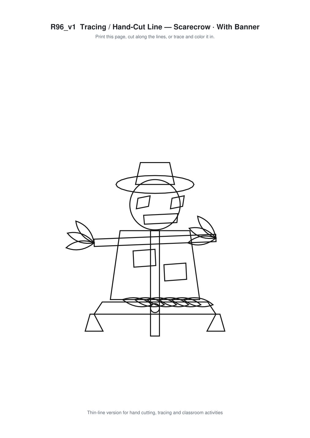 Scarecrow Banner Paper Cut - Free SVG + PDF Pack - line art