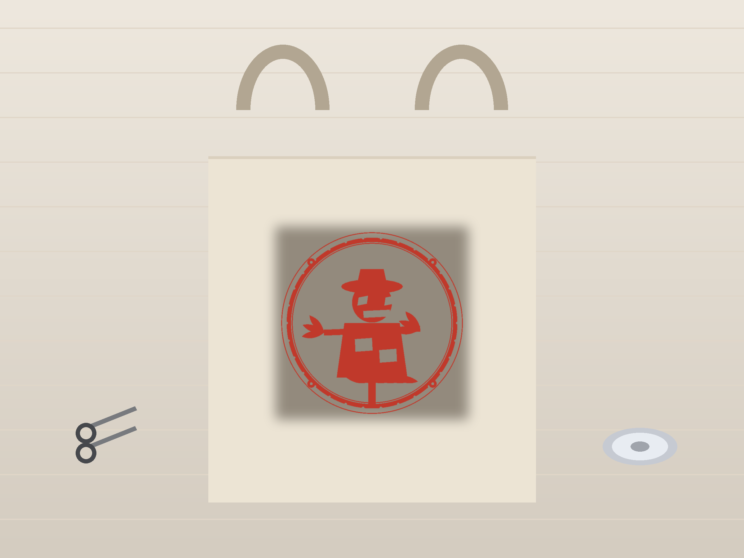 Scarecrow Window Roundel Paper Cut - Free SVG + PDF Pack - on a desk