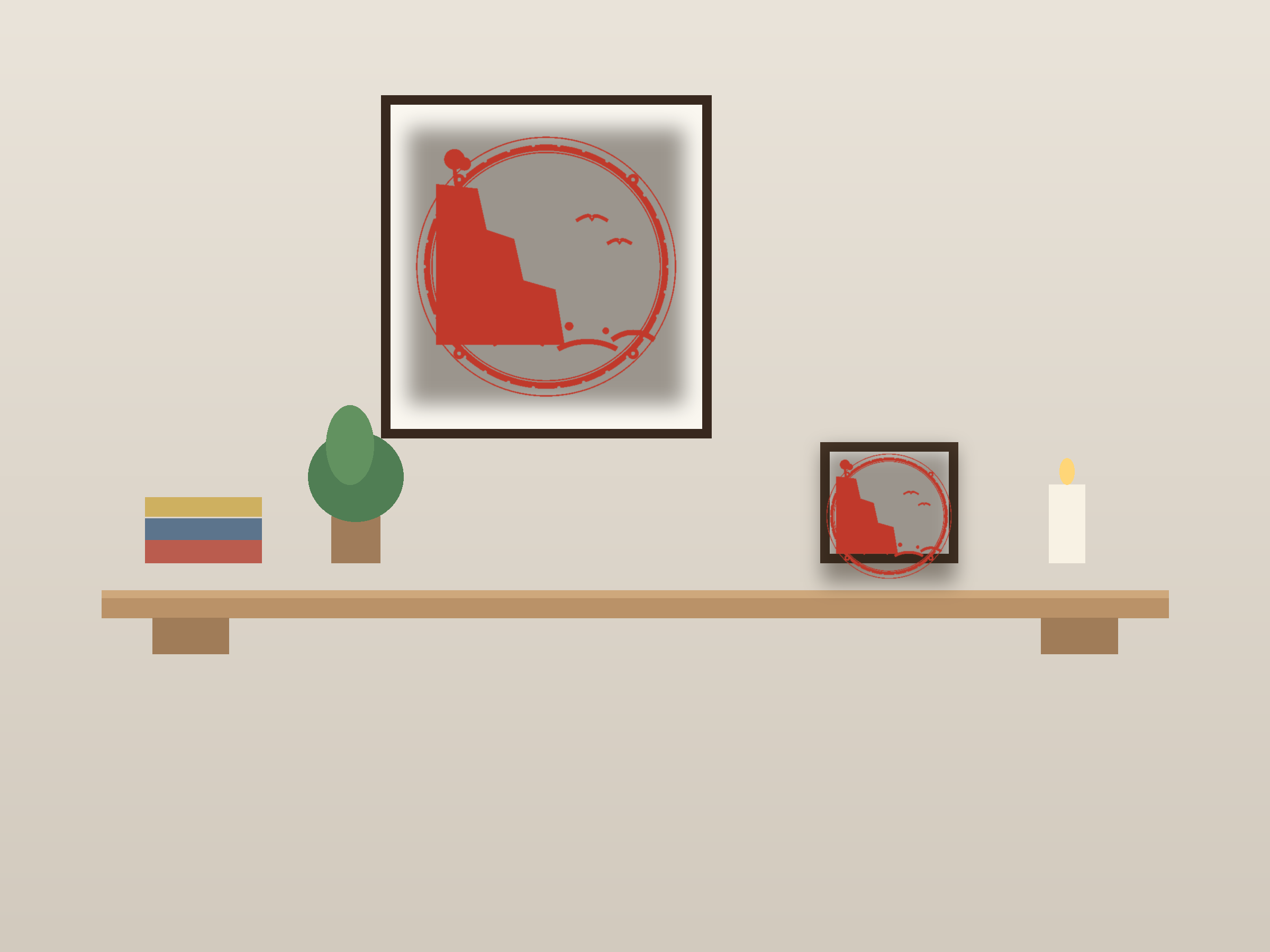 Sea Cliff Window Roundel Paper Cut - Free SVG + PDF Pack - on a desk