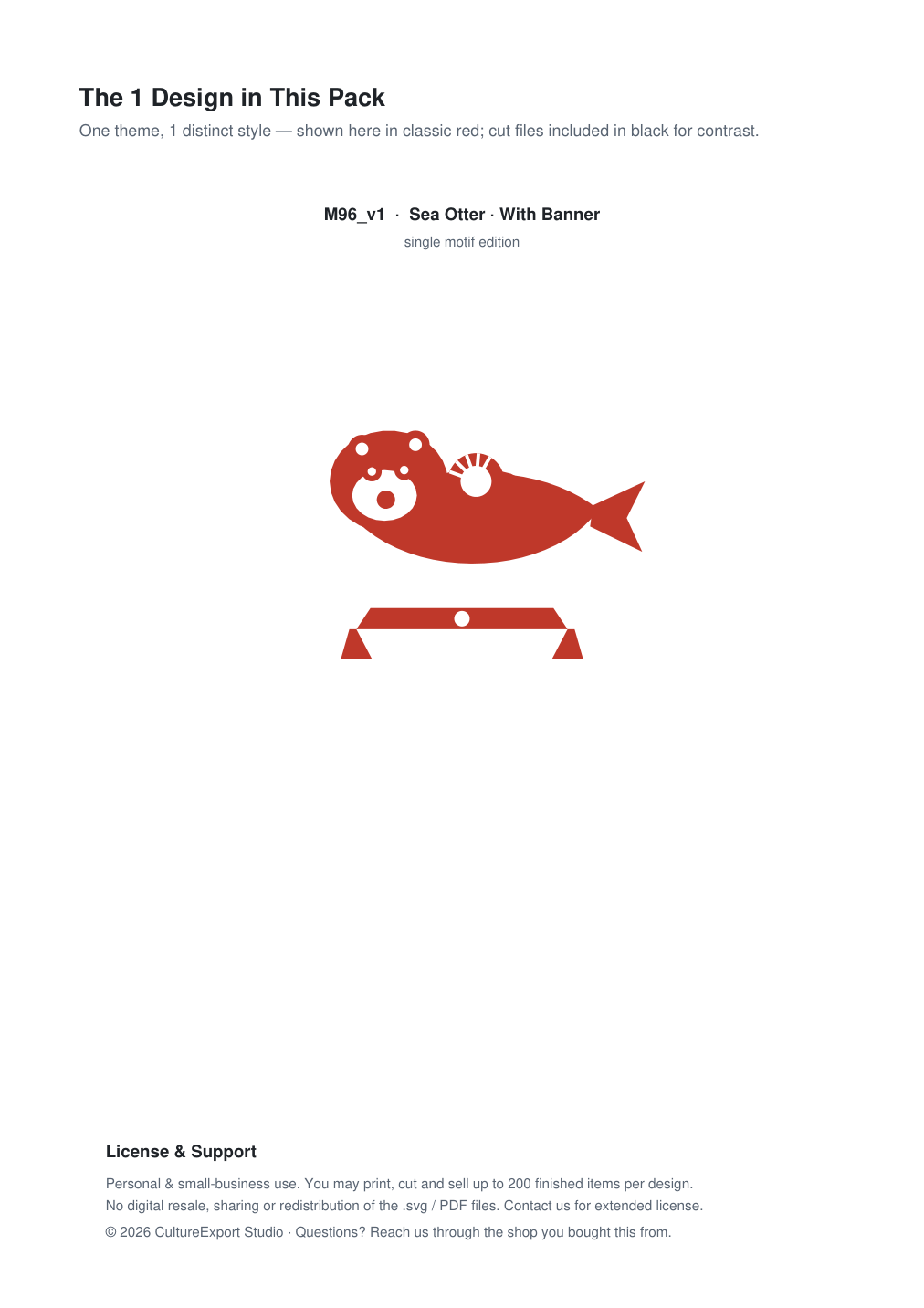 Sea Otter Banner Paper Cut - Free SVG + PDF Pack - design