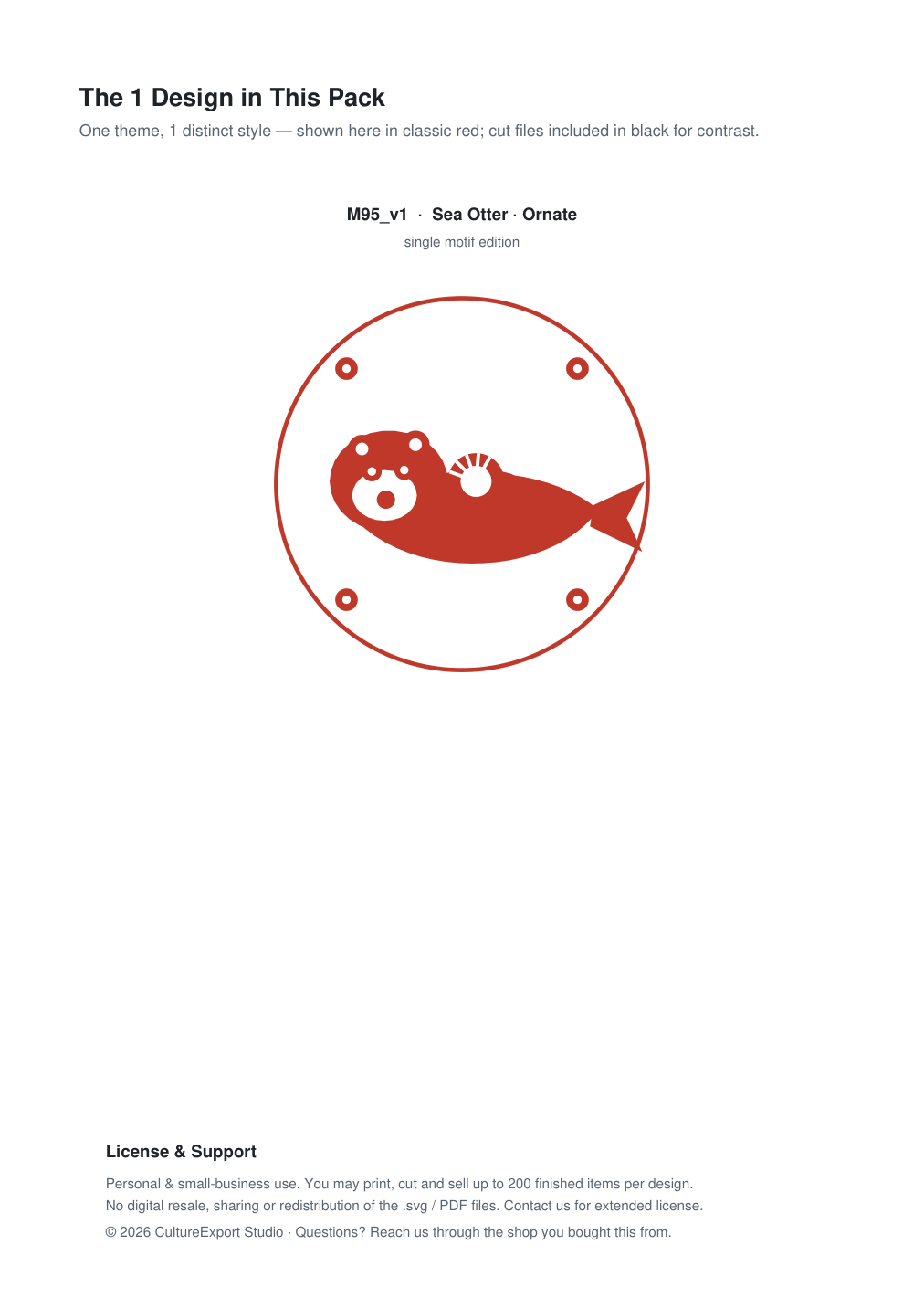 Sea Otter Ornate Paper Cut Panel - Free SVG + PDF Pack - design