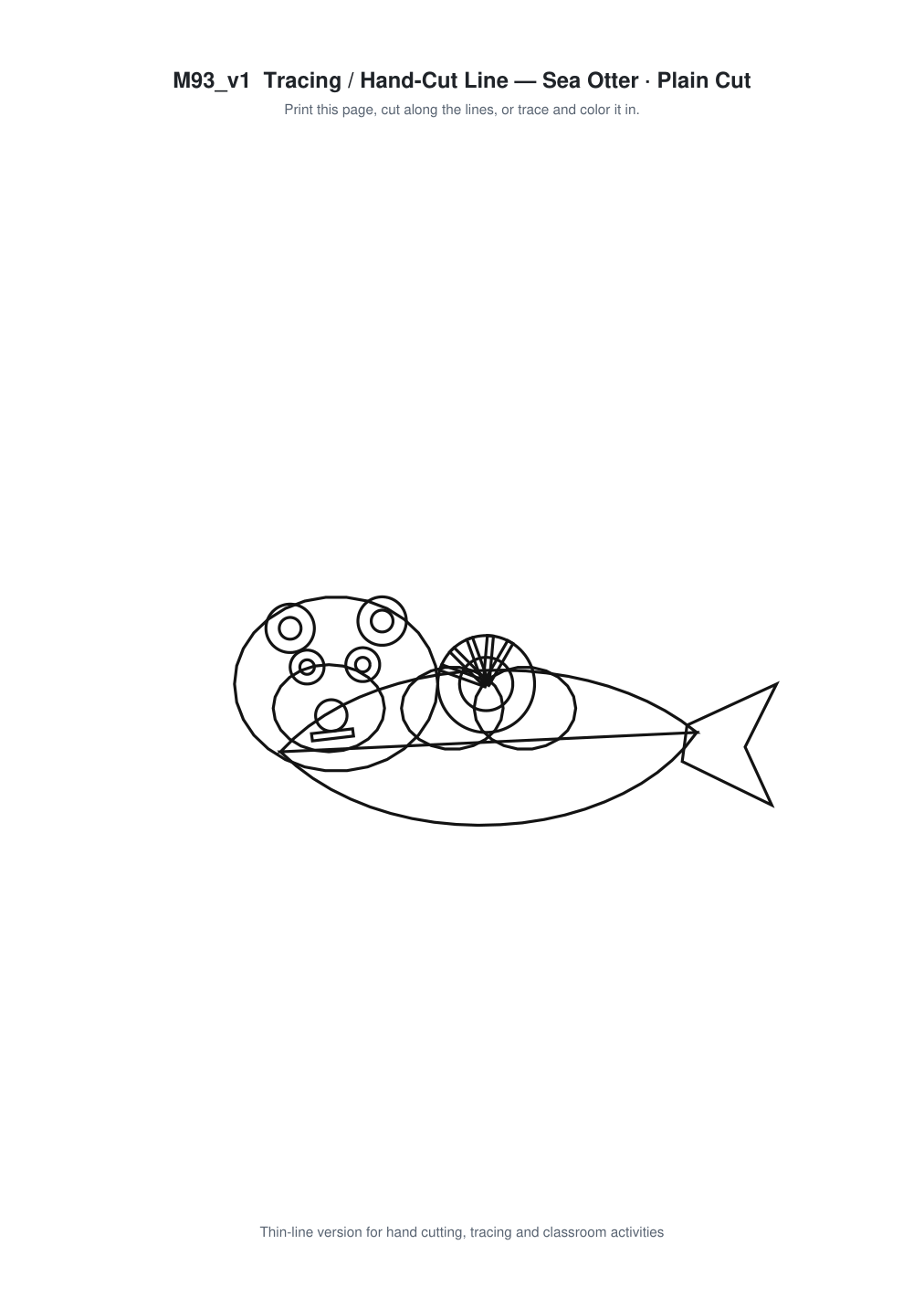 Sea Otter Paper Cut Template - Free SVG + PDF Pack - line art