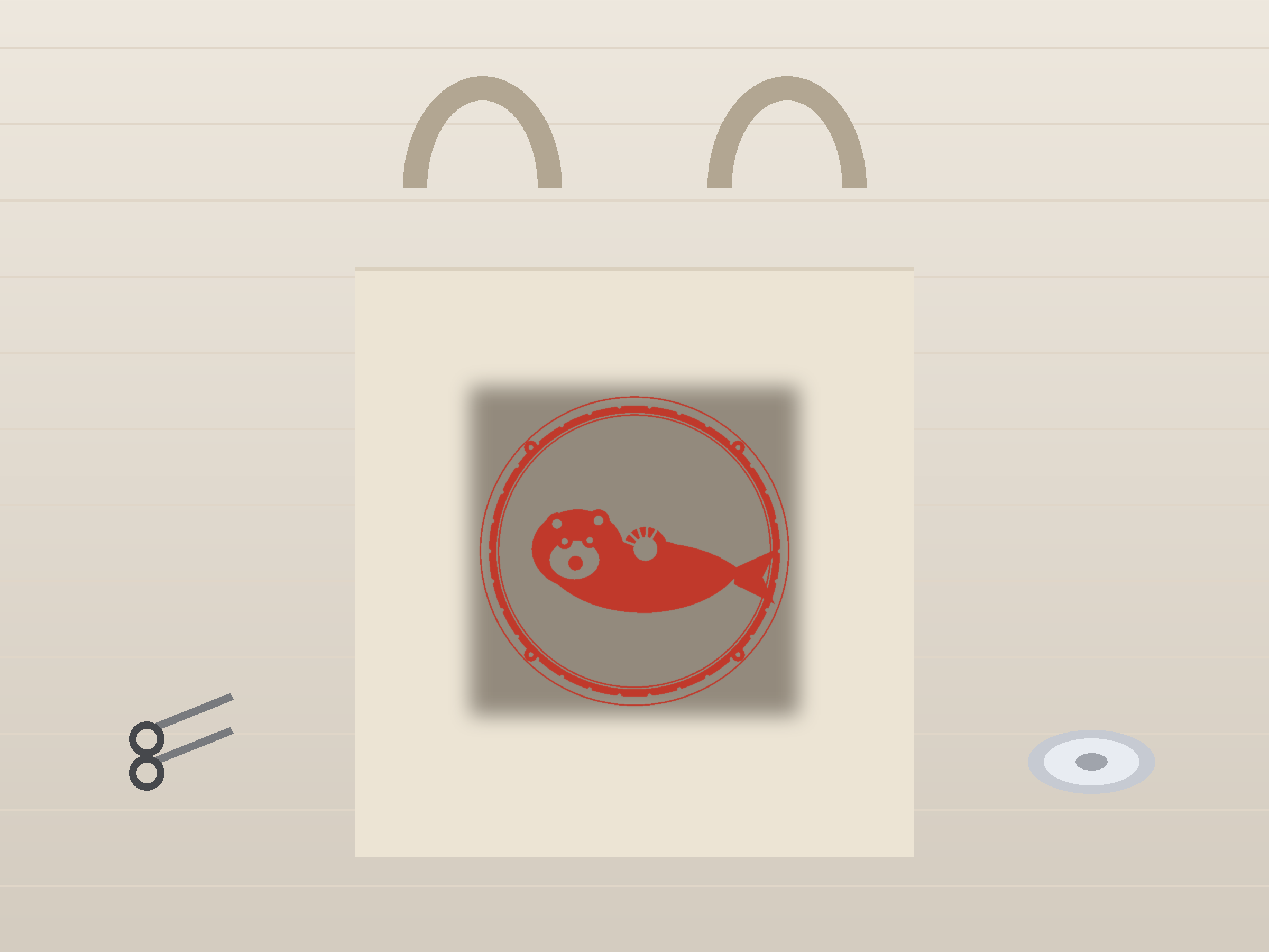 Sea Otter Window Roundel Paper Cut - Free SVG + PDF Pack - on a desk