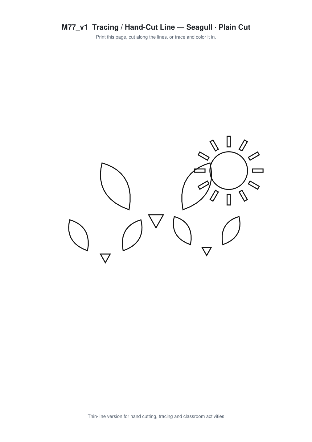 Seagull Paper Cut Template - Free SVG + PDF Pack - line art