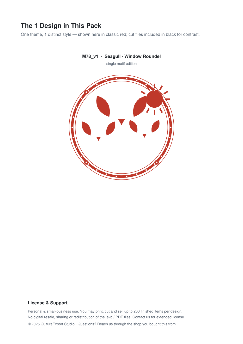 Seagull Window Roundel Paper Cut - Free SVG + PDF Pack - design