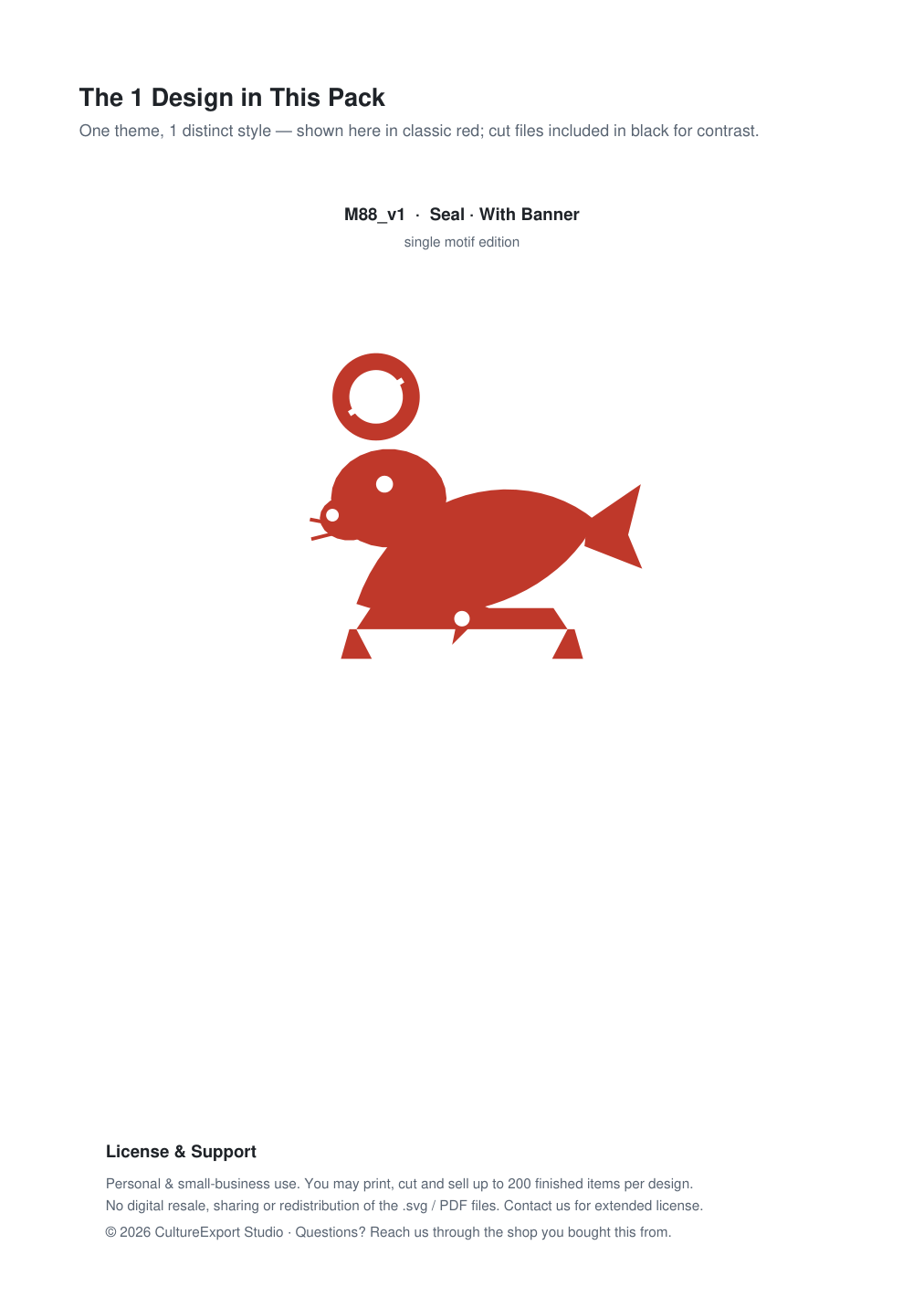 Seal Banner Paper Cut - Free SVG + PDF Pack - design