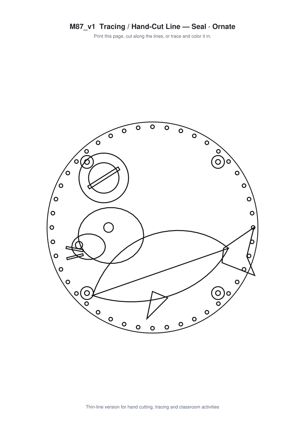Seal Ornate Paper Cut Panel - Free SVG + PDF Pack - line art