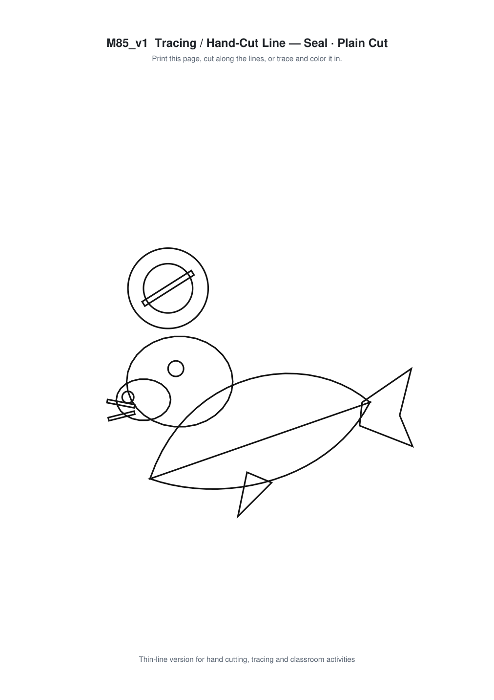 Seal Paper Cut Template - Free SVG + PDF Pack - line art