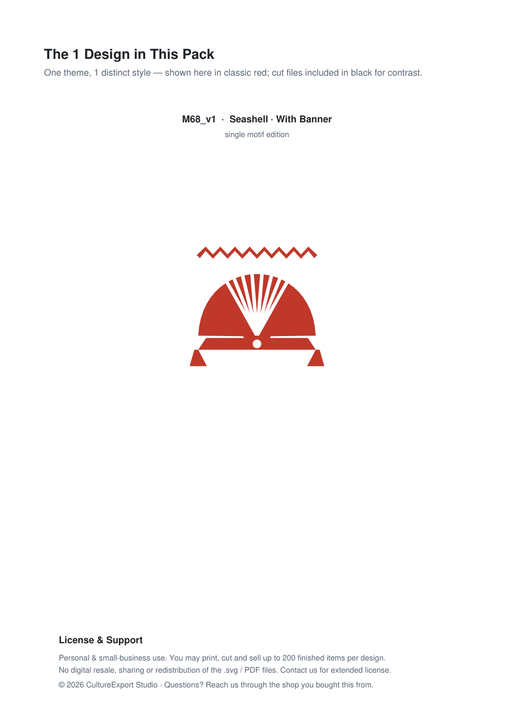 Seashell Banner Paper Cut - Free SVG + PDF Pack - design
