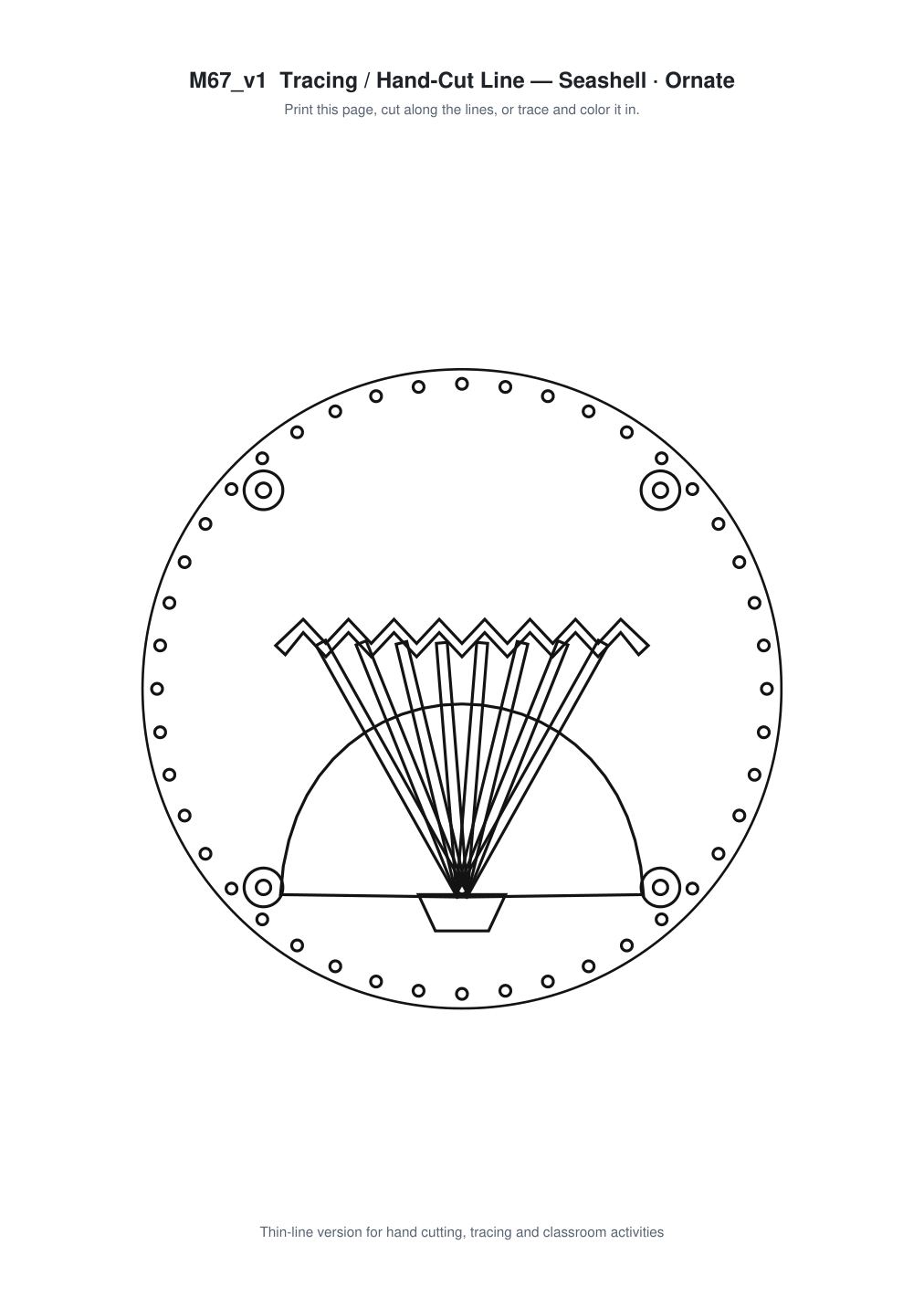Seashell Ornate Paper Cut Panel - Free SVG + PDF Pack - line art