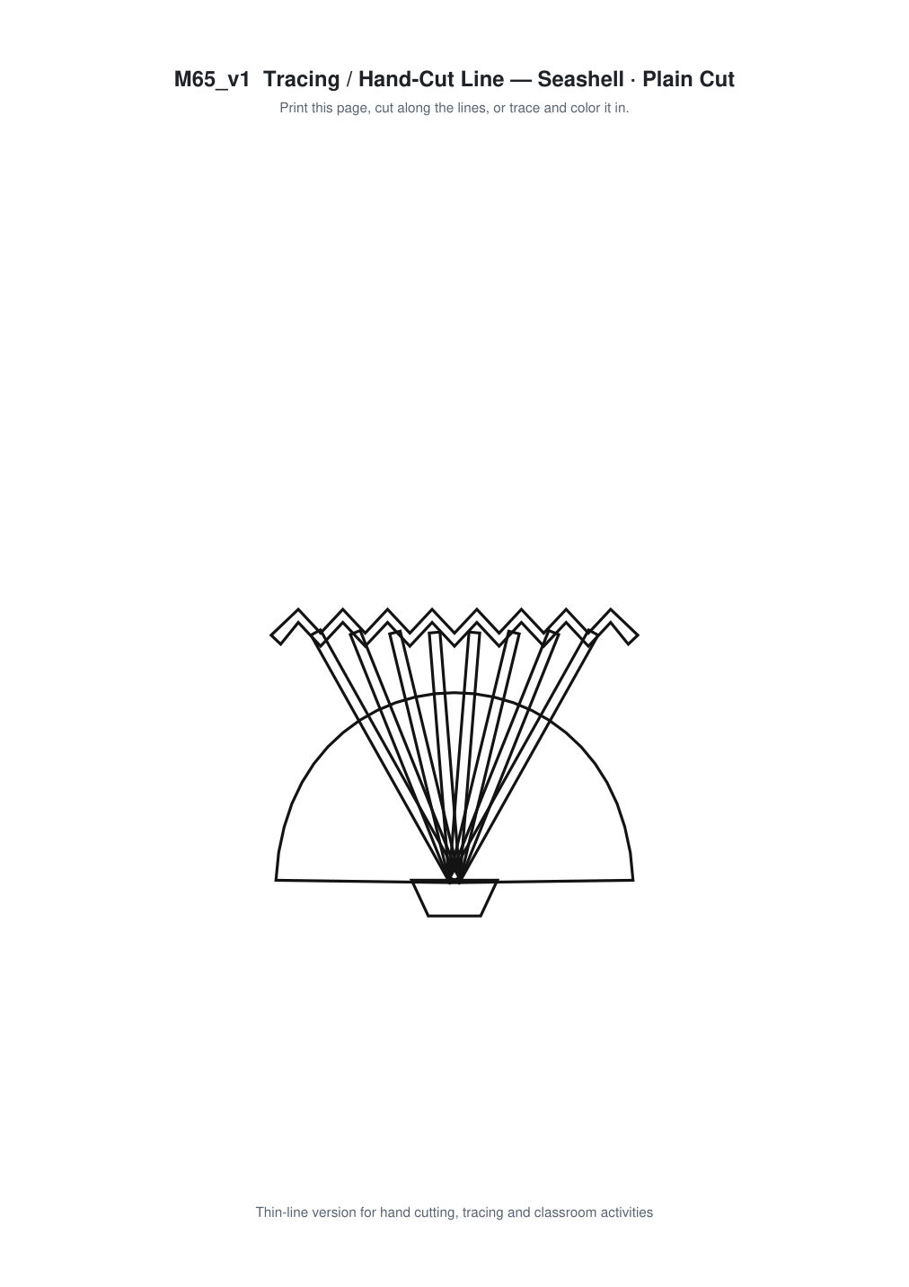 Seashell Paper Cut Template - Free SVG + PDF Pack - line art