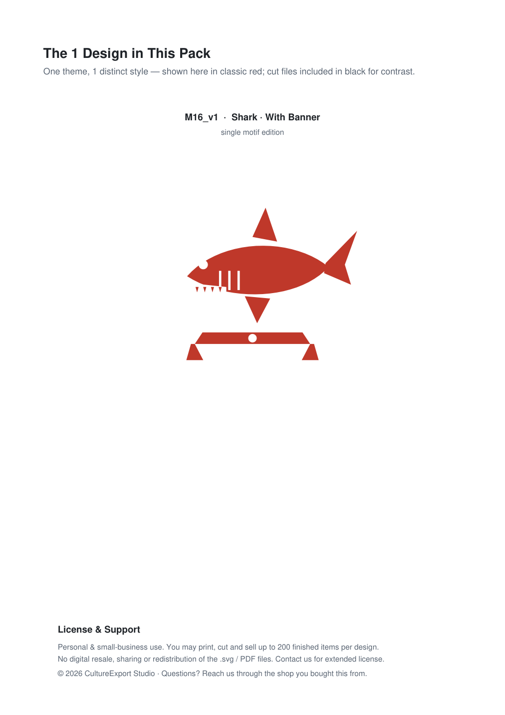 Shark Banner Paper Cut - Free SVG + PDF Pack - design