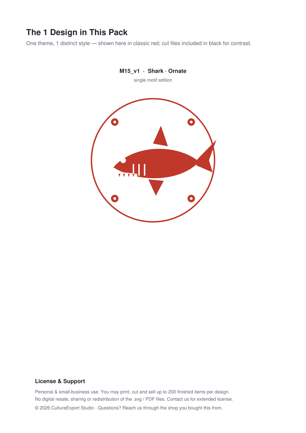 Shark Ornate Paper Cut Panel - Free SVG + PDF Pack - design