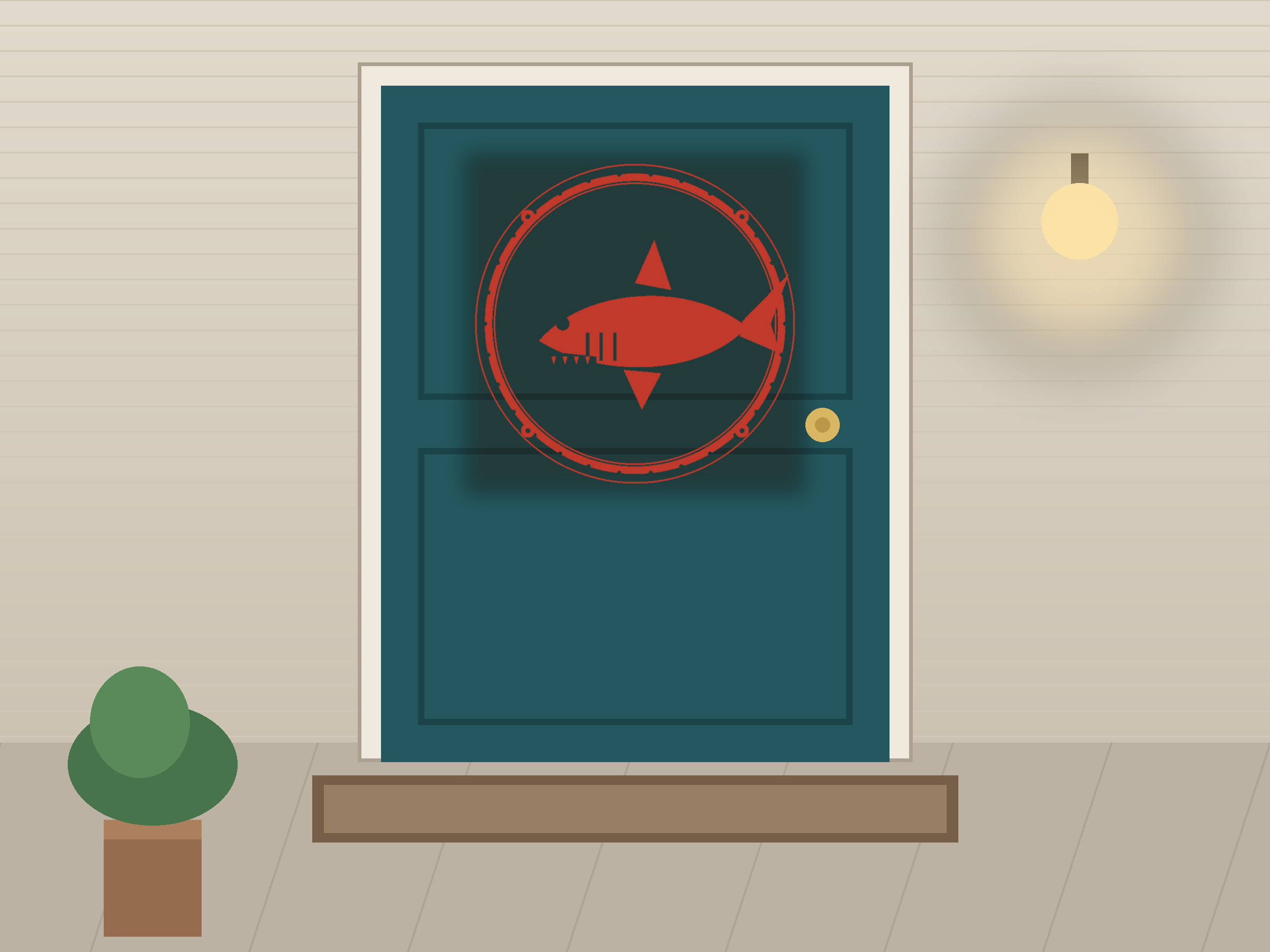 Shark Window Roundel Paper Cut - Free SVG + PDF Pack - on a desk