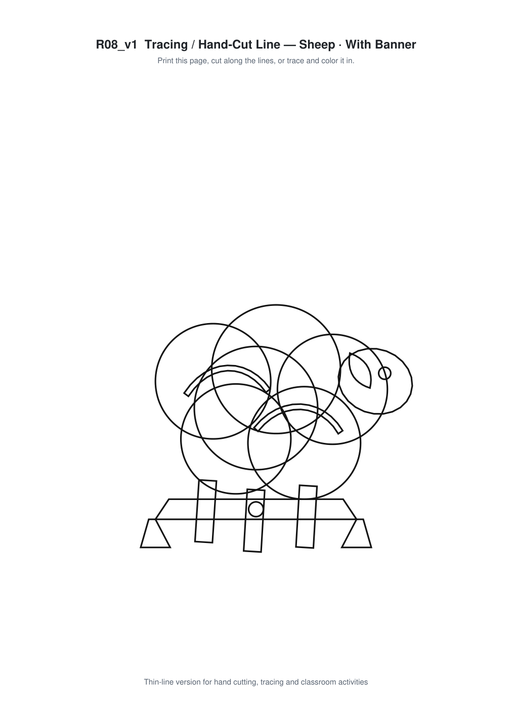 Sheep Banner Paper Cut - Free SVG + PDF Pack - line art