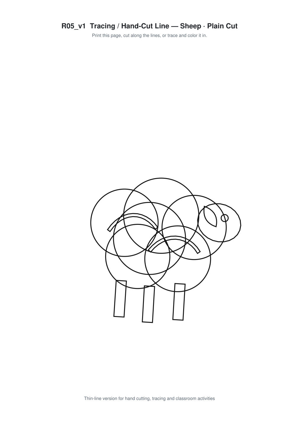 Sheep Paper Cut Template - Free SVG + PDF Pack - line art