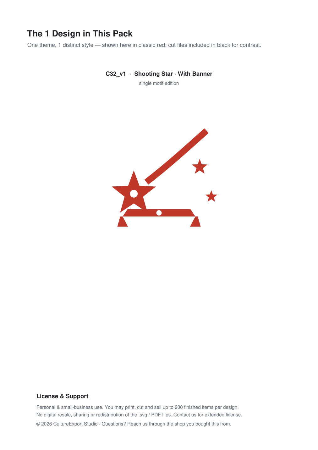 Shooting Star Banner Paper Cut - Free SVG + PDF Pack - design