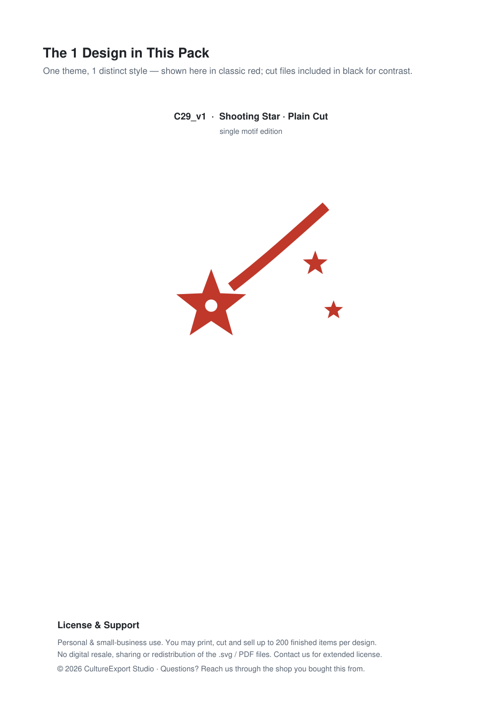 Shooting Star Paper Cut Template - Free SVG + PDF Pack - design