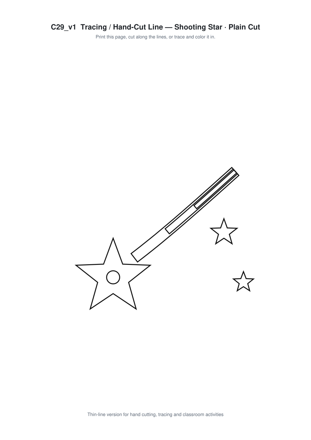Shooting Star Paper Cut Template - Free SVG + PDF Pack - line art