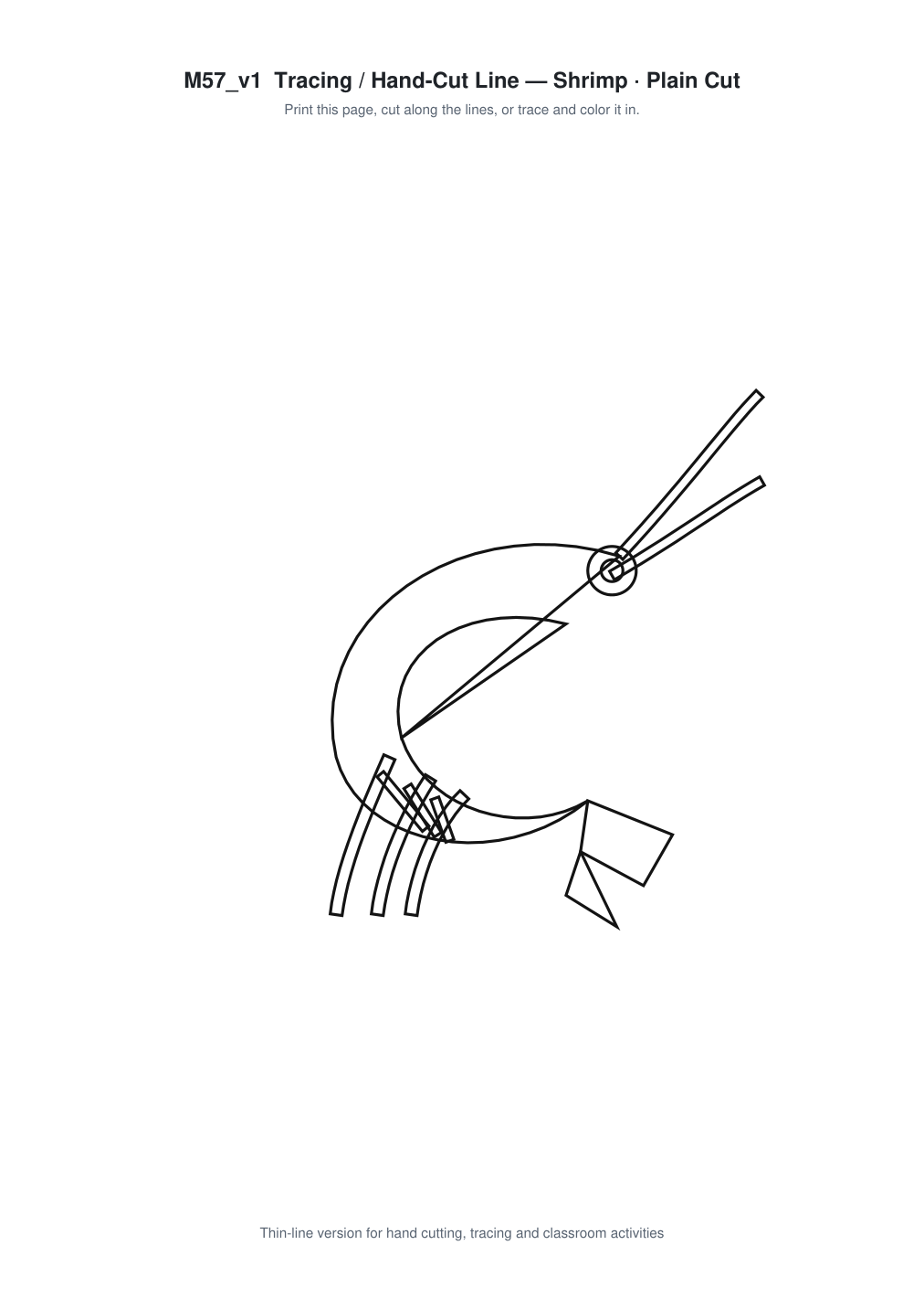 Shrimp Paper Cut Template - Free SVG + PDF Pack - line art