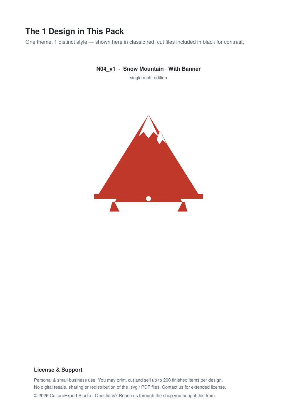 Snow Mountain Banner Paper Cut - Free SVG + PDF Pack - design