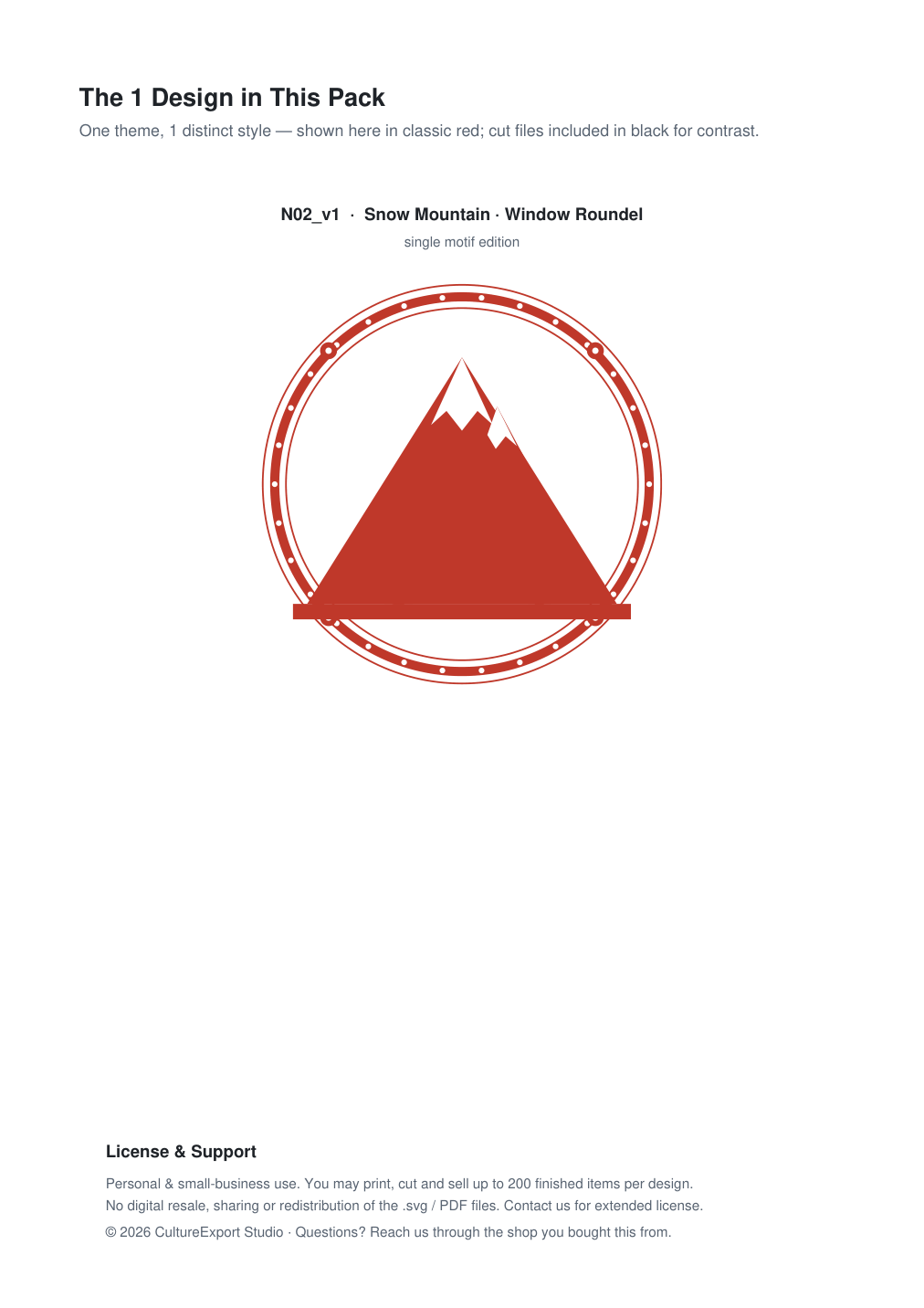Snow Mountain Window Roundel Paper Cut - Free SVG + PDF Pack - design