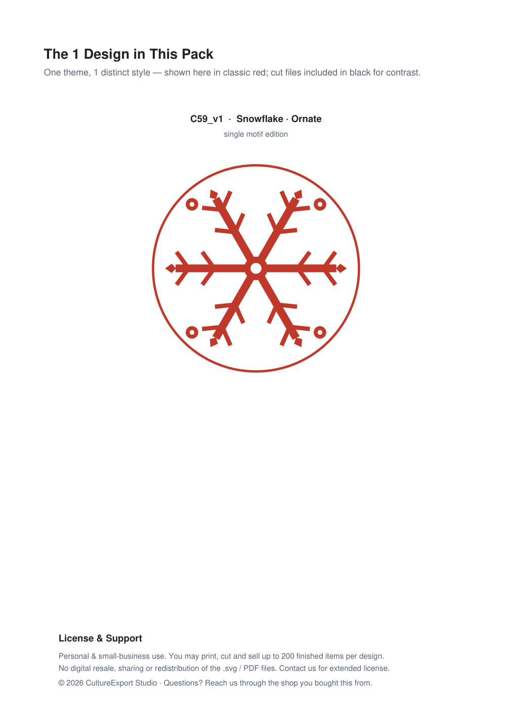 Snowflake Ornate Paper Cut Panel - Free SVG + PDF Pack - design