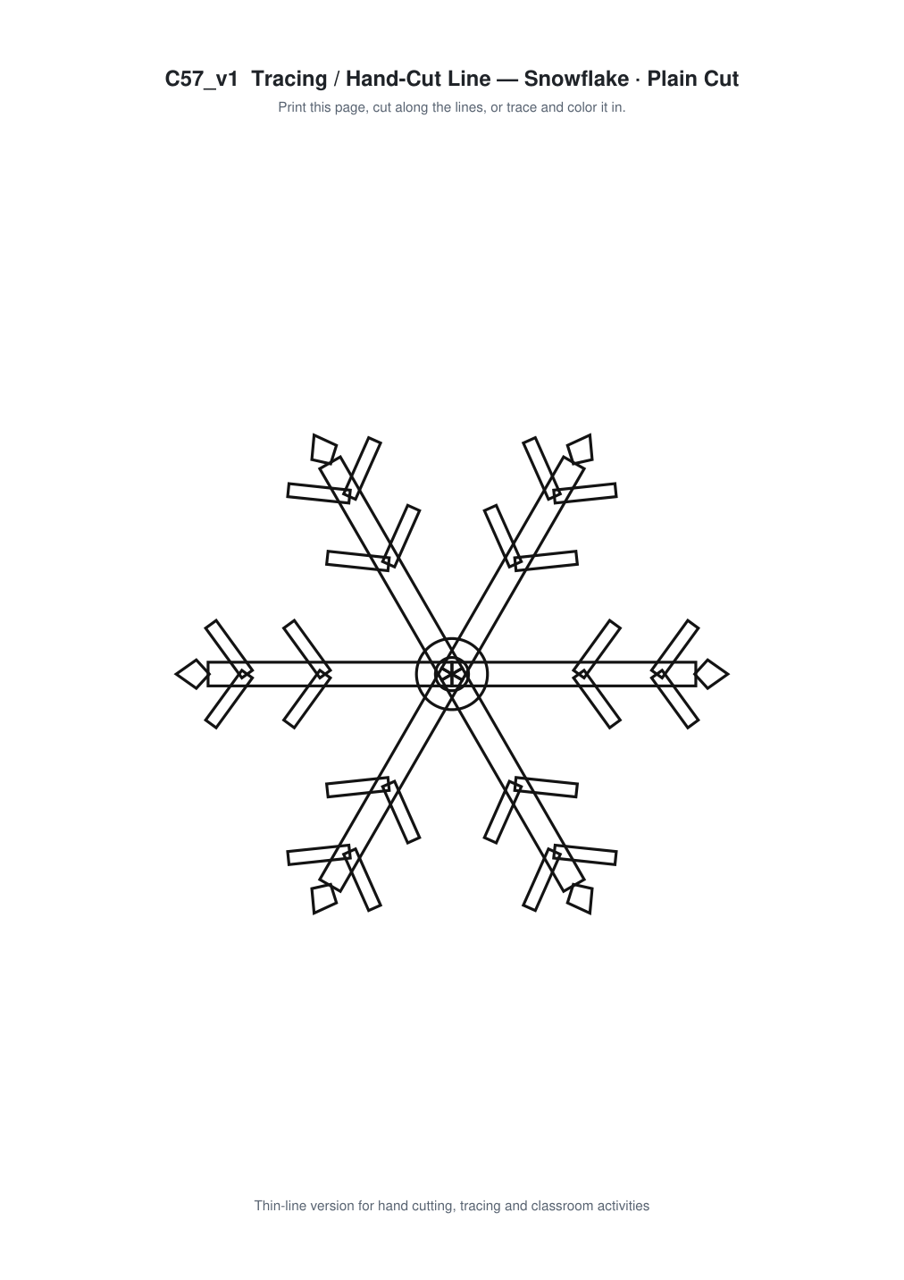 Snowflake Paper Cut Template - Free SVG + PDF Pack - line art