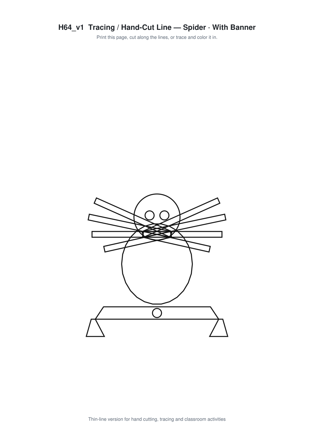 Spider Banner Paper Cut - Free SVG + PDF Pack - line art