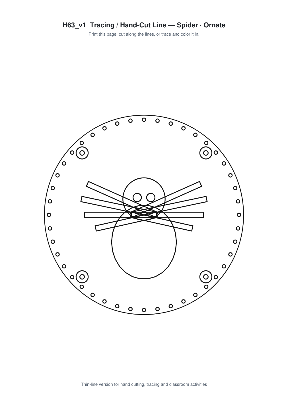 Spider Ornate Paper Cut Panel - Free SVG + PDF Pack - line art