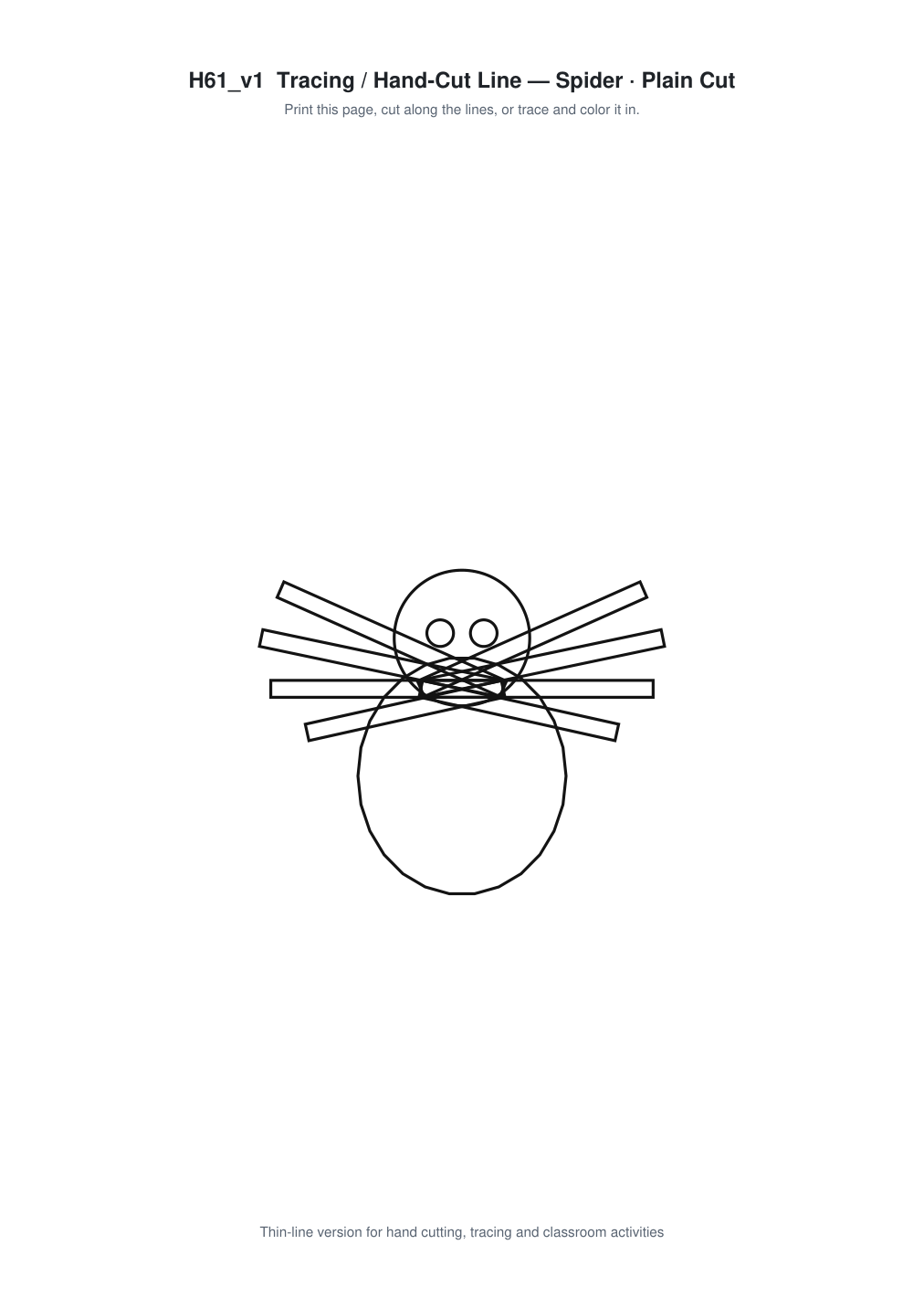 Spider Paper Cut Template - Free SVG + PDF Pack - line art