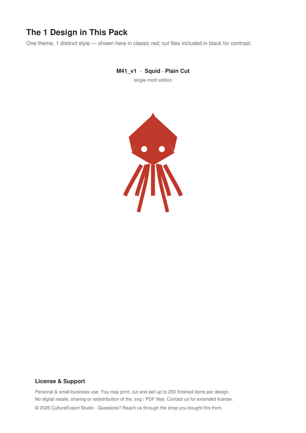 Squid Paper Cut Template - Free SVG + PDF Pack - design