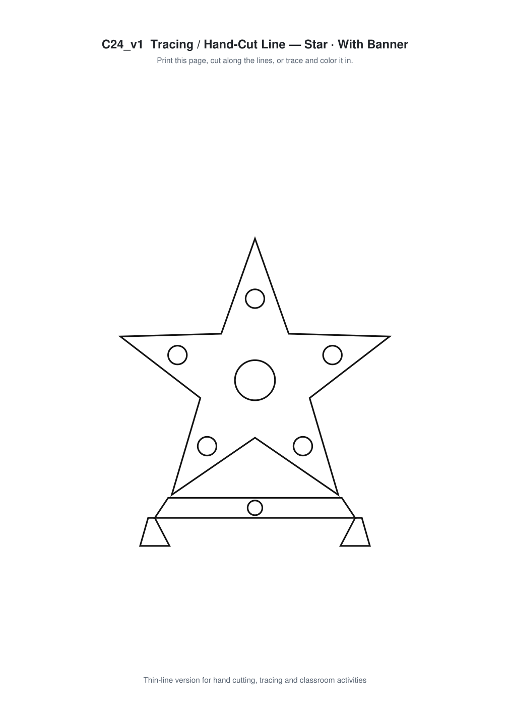 Star Banner Paper Cut - Free SVG + PDF Pack - line art