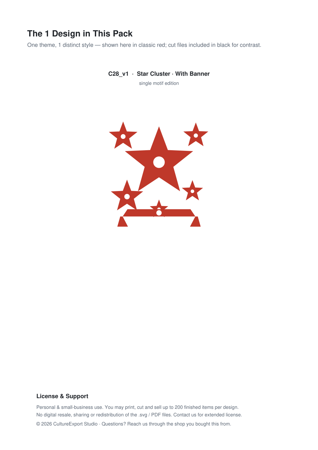Star Cluster Banner Paper Cut - Free SVG + PDF Pack - design