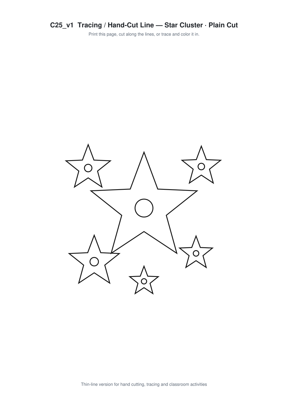 Star Cluster Paper Cut Template - Free SVG + PDF Pack - line art