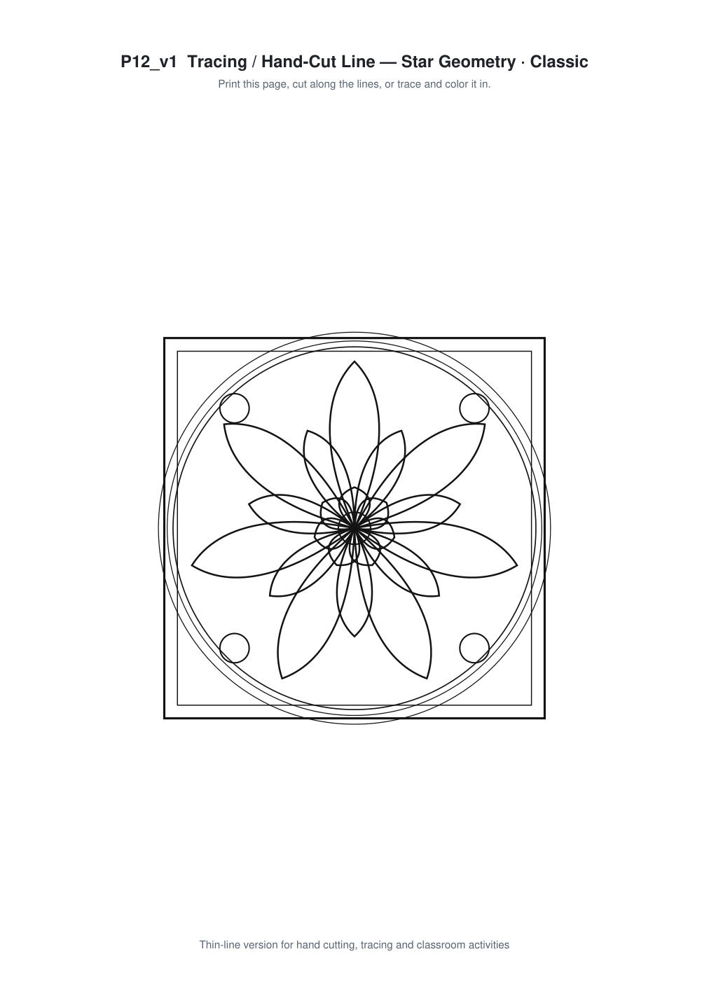 Star Geometry Banner Paper Cut - Free SVG + PDF Pack - line art