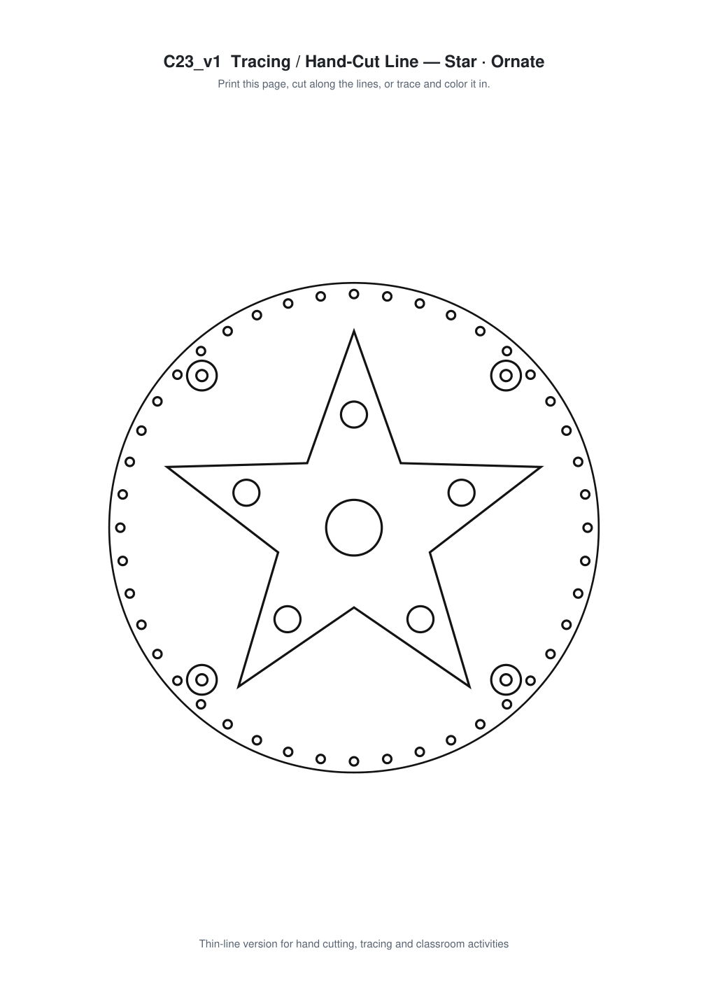 Star Ornate Paper Cut Panel - Free SVG + PDF Pack - line art