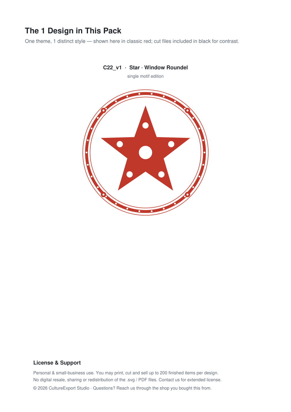 Star Window Roundel Paper Cut - Free SVG + PDF Pack - design