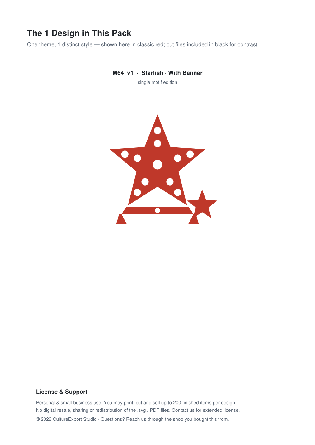 Starfish Banner Paper Cut - Free SVG + PDF Pack - design