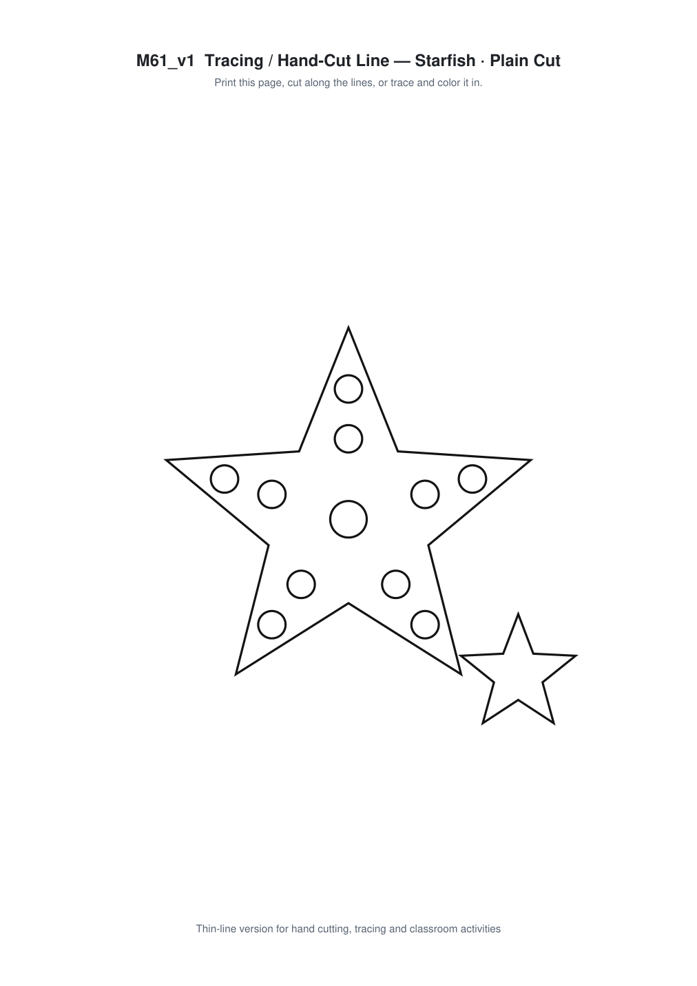 Starfish Paper Cut Template - Free SVG + PDF Pack - line art