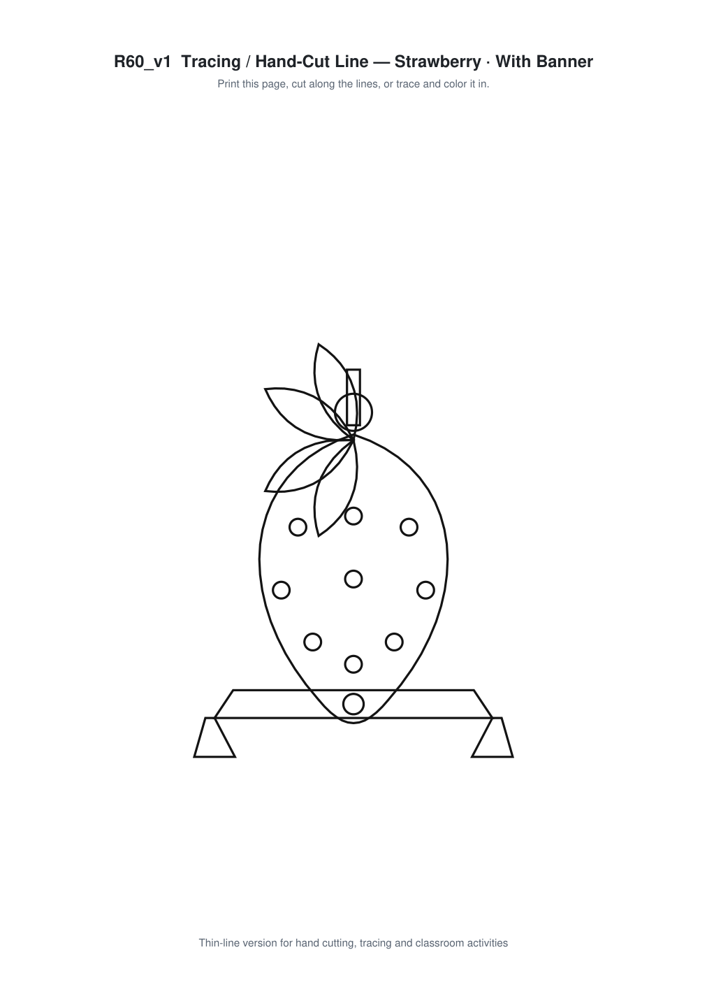 Strawberry Banner Paper Cut - Free SVG + PDF Pack - line art