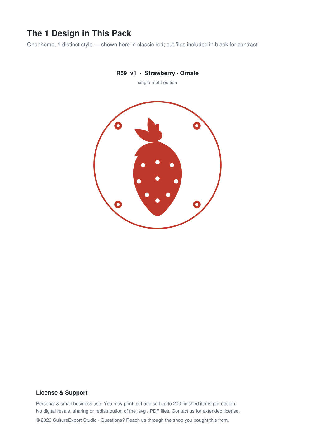 Strawberry Ornate Paper Cut Panel - Free SVG + PDF Pack - design