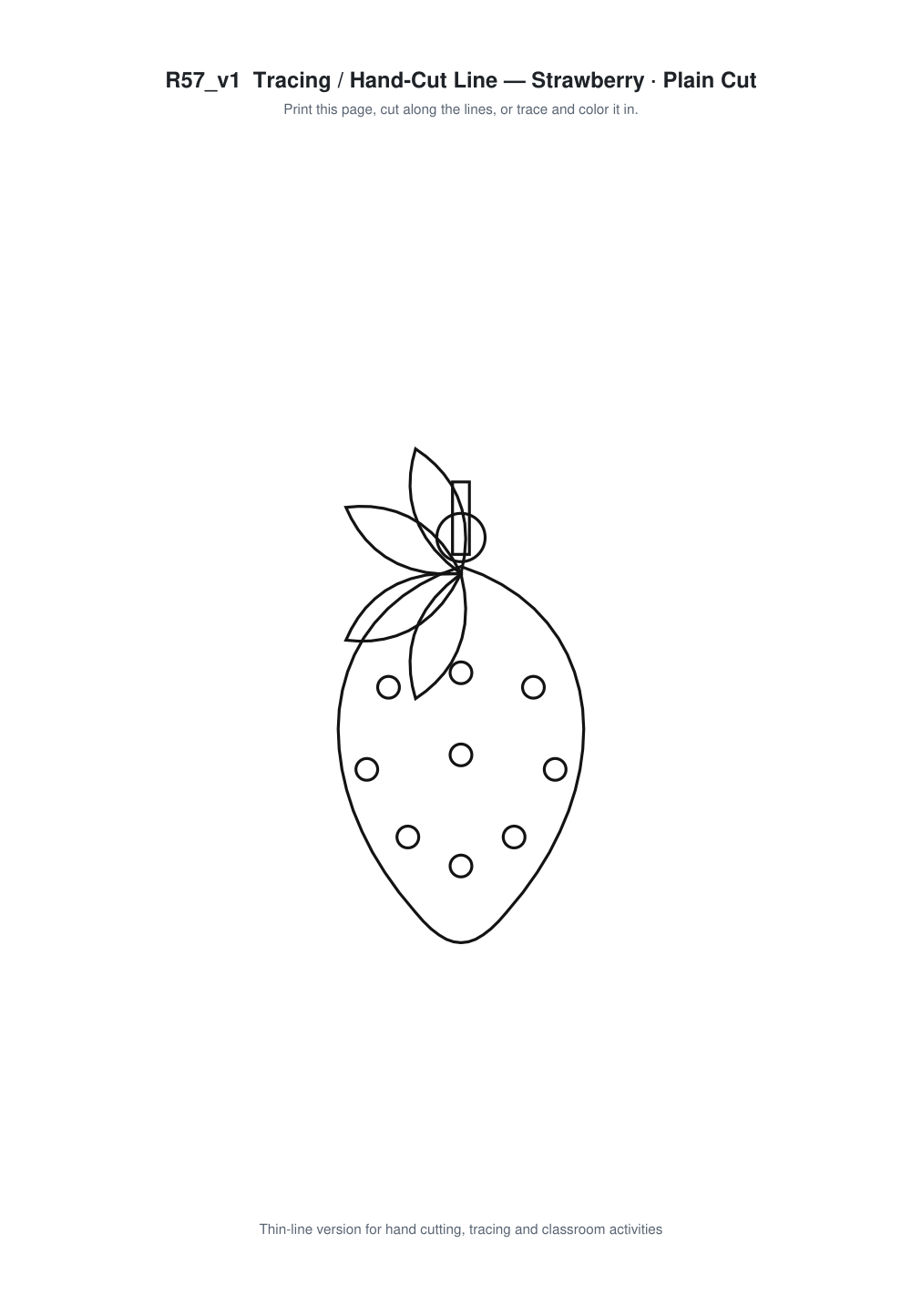 Strawberry Paper Cut Template - Free SVG + PDF Pack - line art