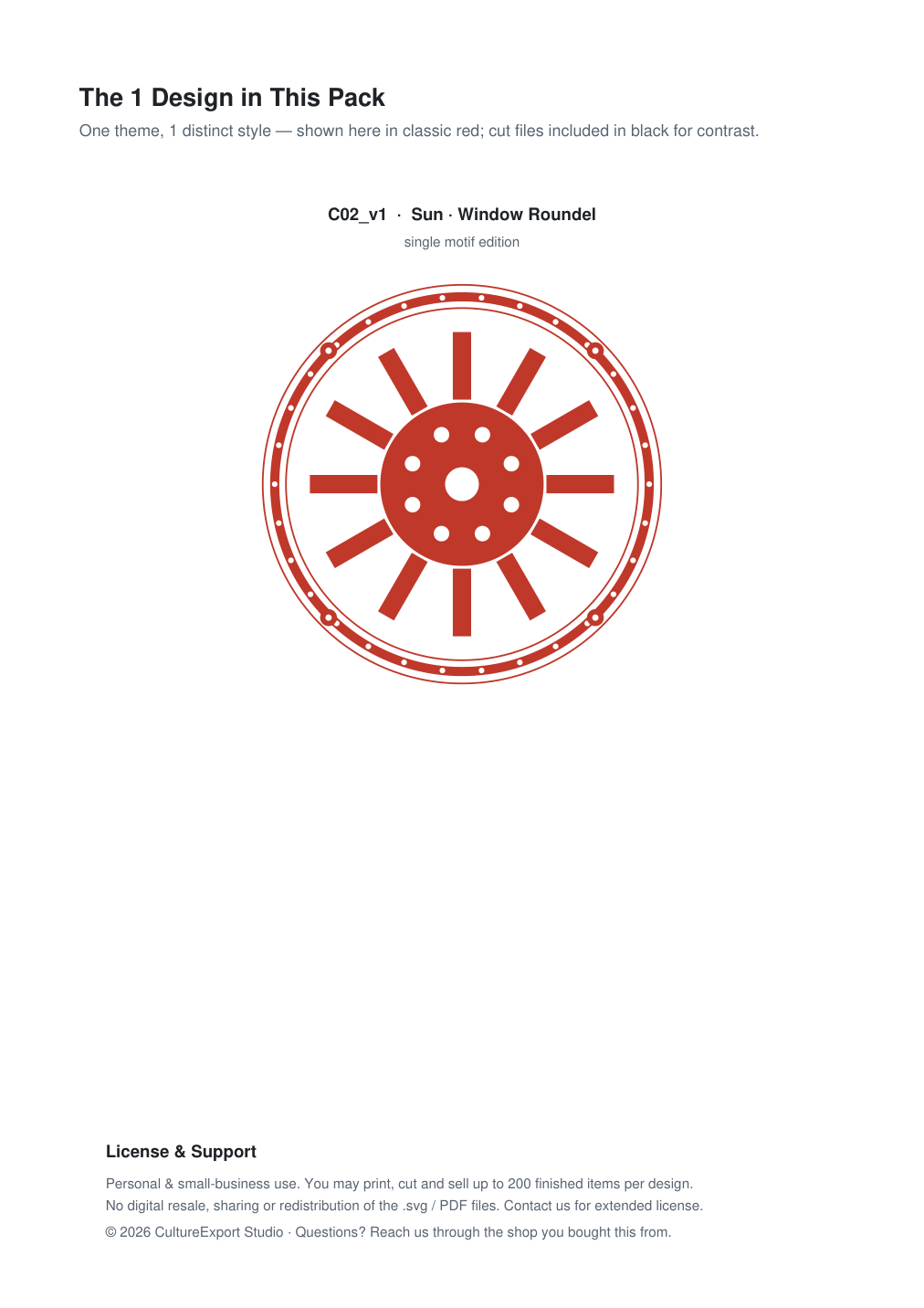Sun Window Roundel Paper Cut - Free SVG + PDF Pack - design